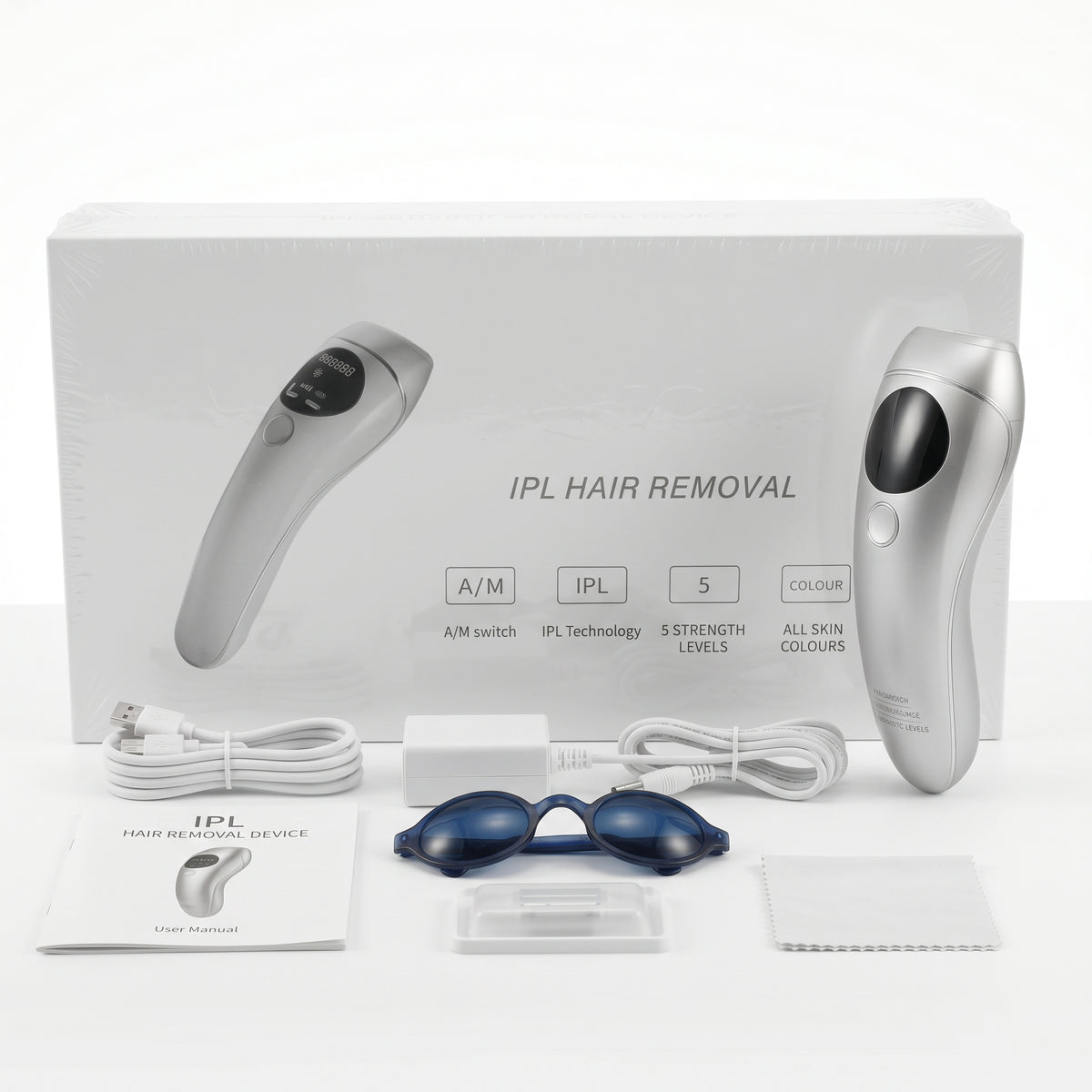 IPL Pro Hair Removal Device — 5 Levels, All Skin Tones, LCD Display